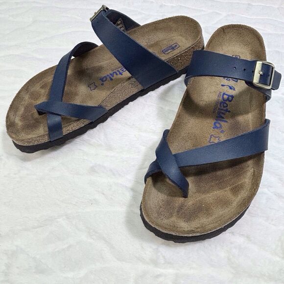 Birkenstock Betula Mia Leather Sandals Toe Loop Navy Blue Women’s 6 Narrow - Picture 1 of 8